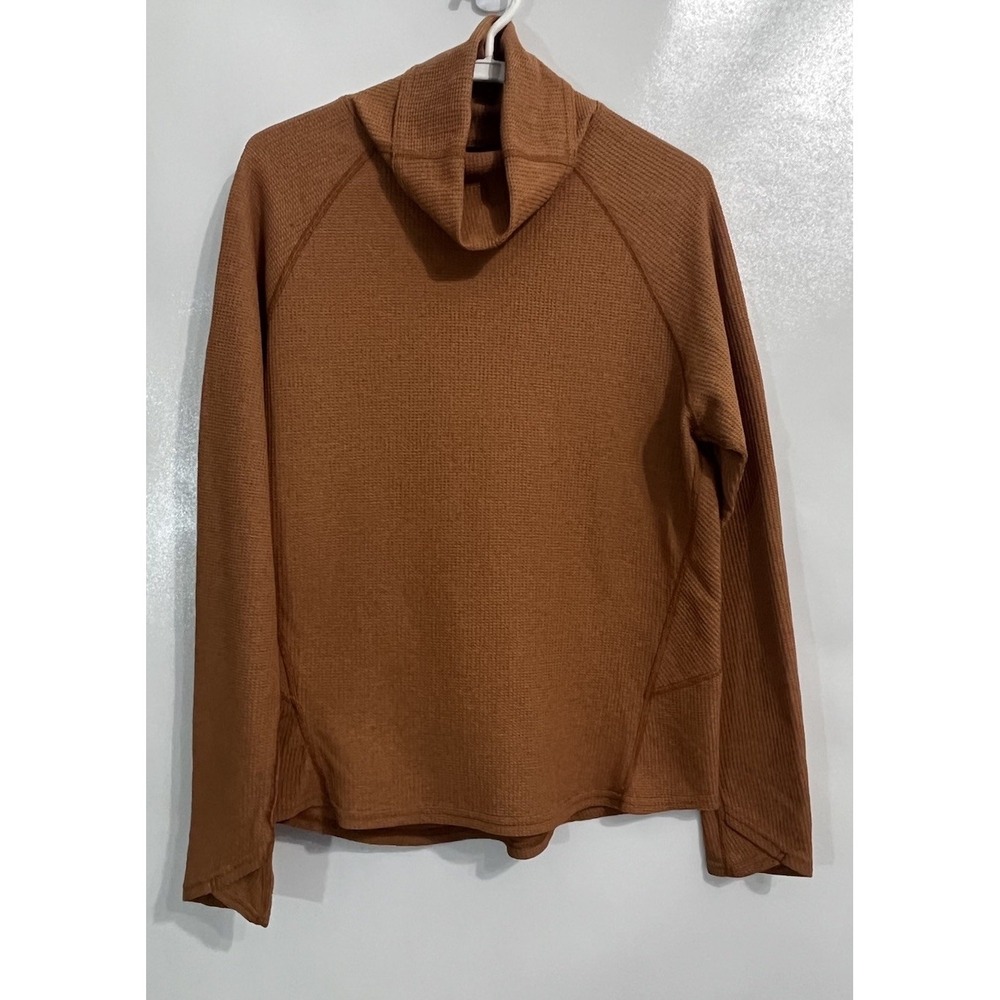 Kuhl L Copper Brown Petra Turtleneck Womens Waffle Knit Thermal Shirt Thumholes